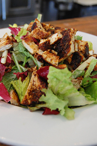 mixed-greens with blackened chicken