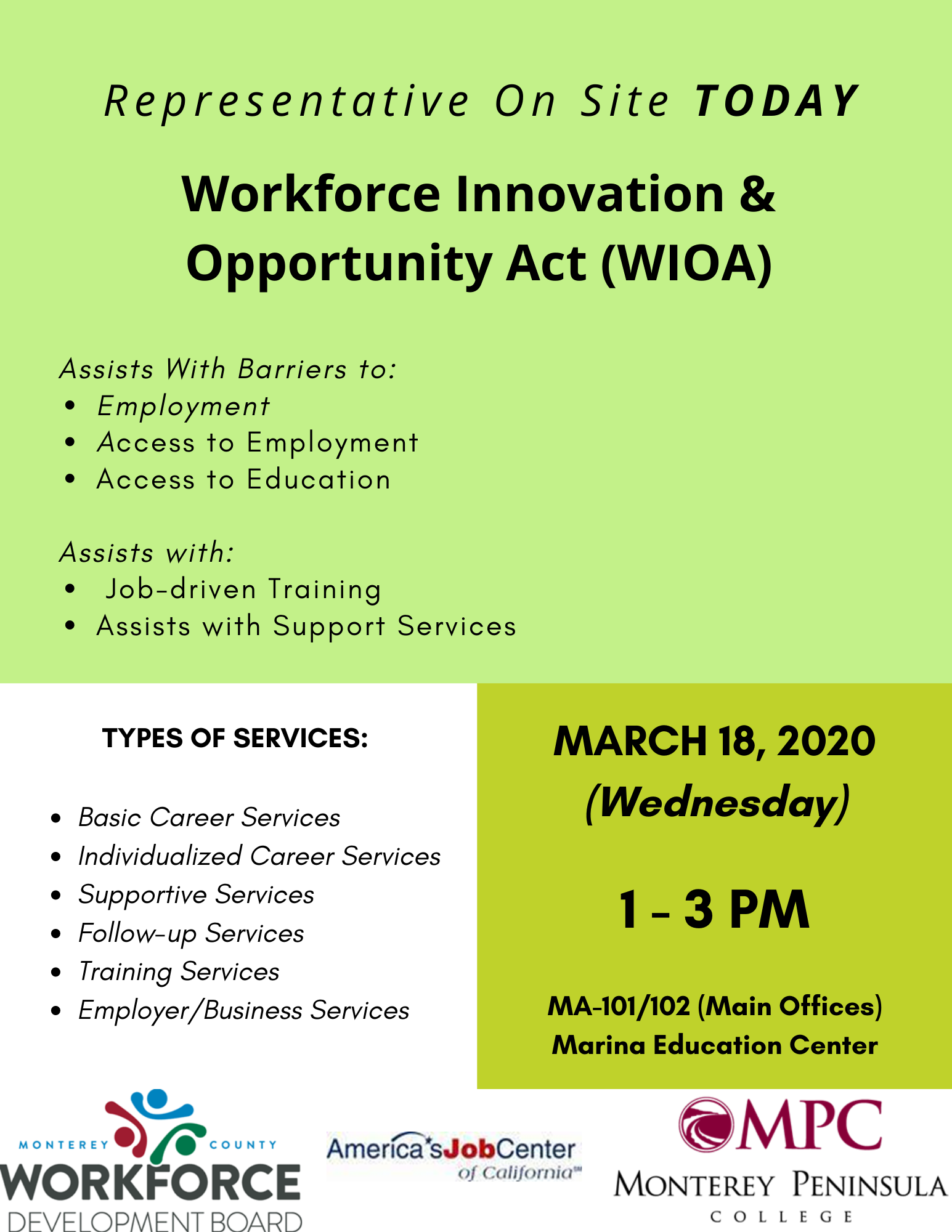 Workforce Innovation & Opportunity Act (WIOA)