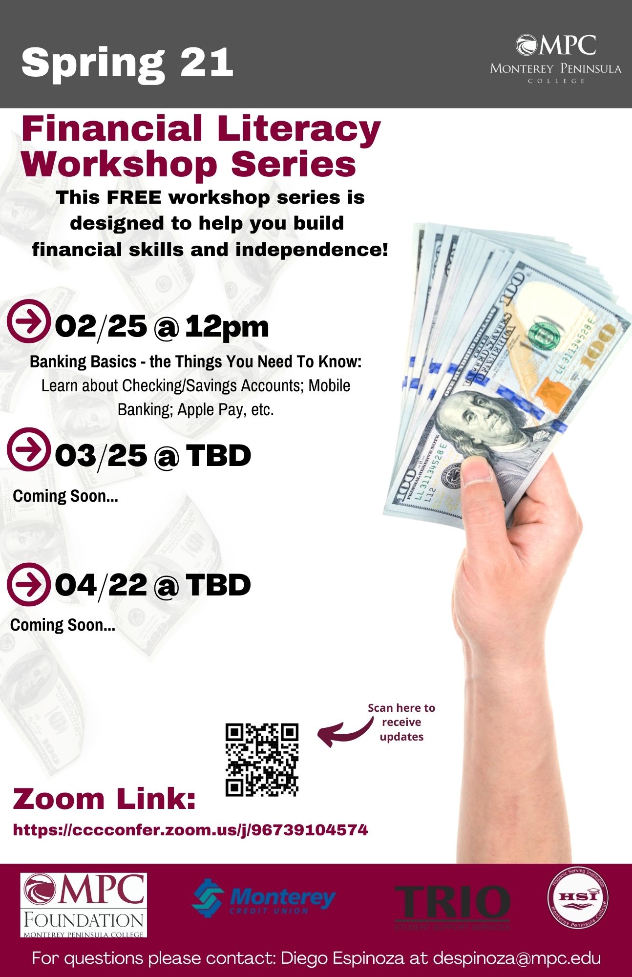 Flyer for the Financial Literacy Workshop Series