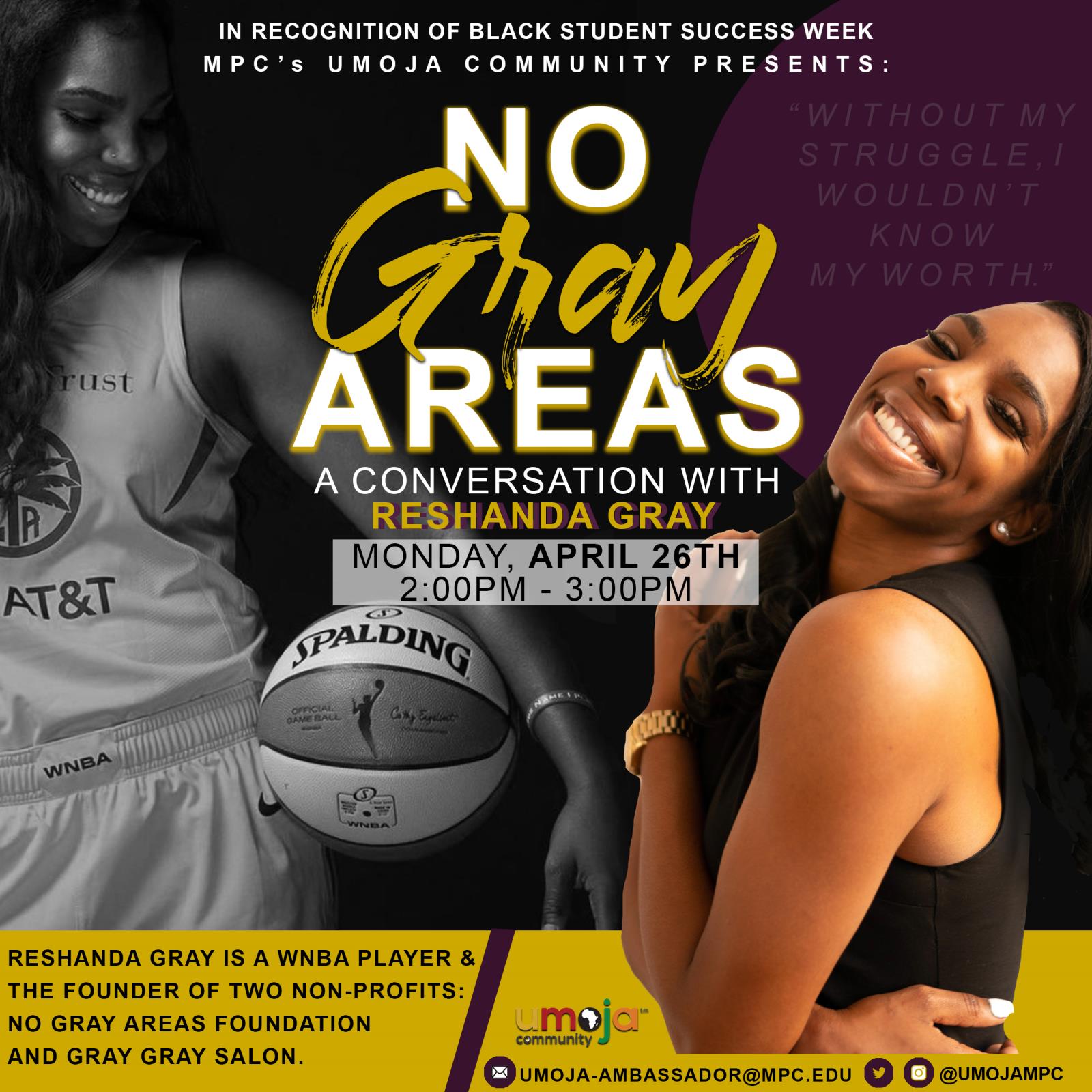 Flyer for the Reshanda Gray Conversation