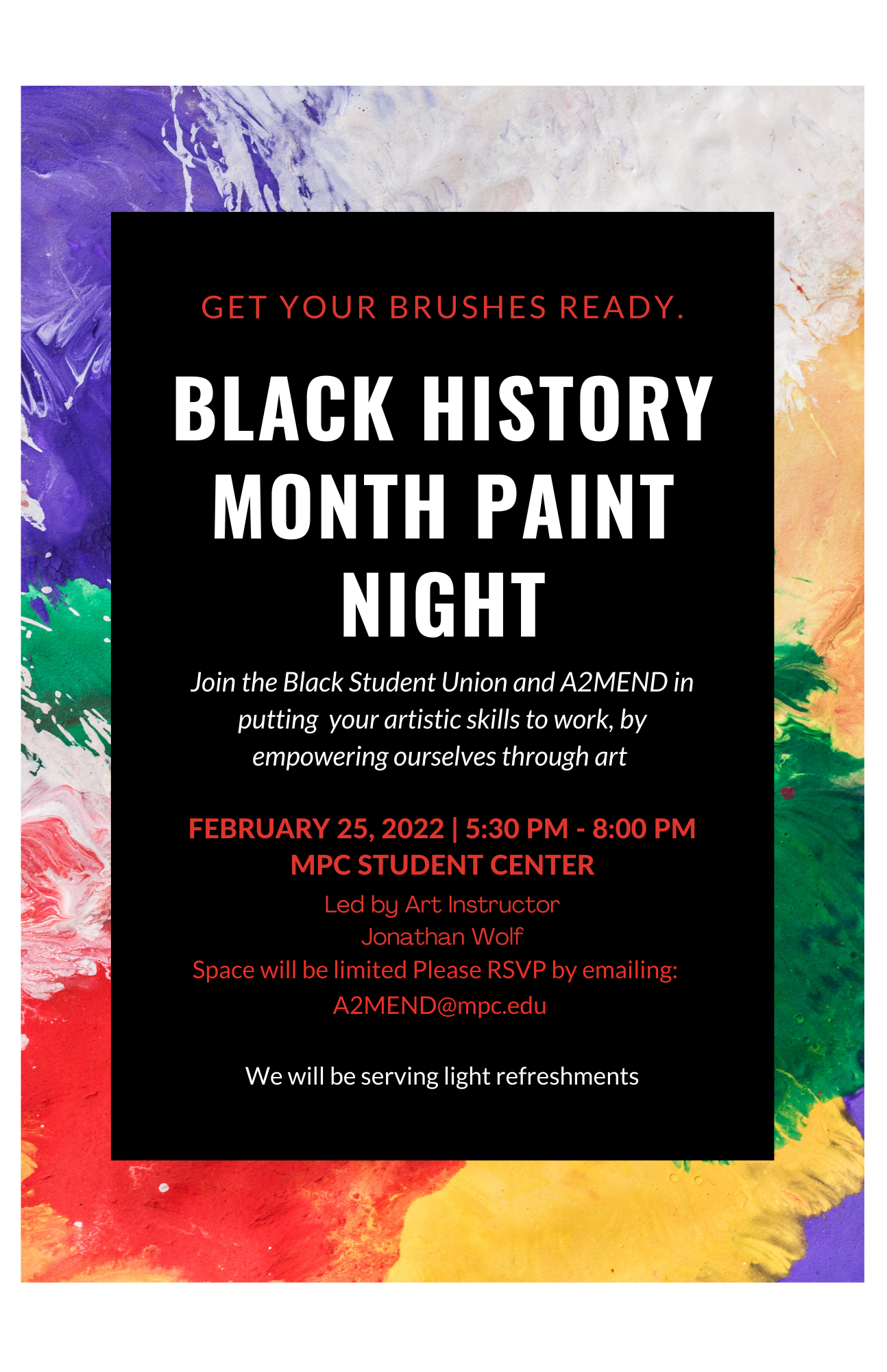 Flyer for the Spring 2022 Paint Night Event