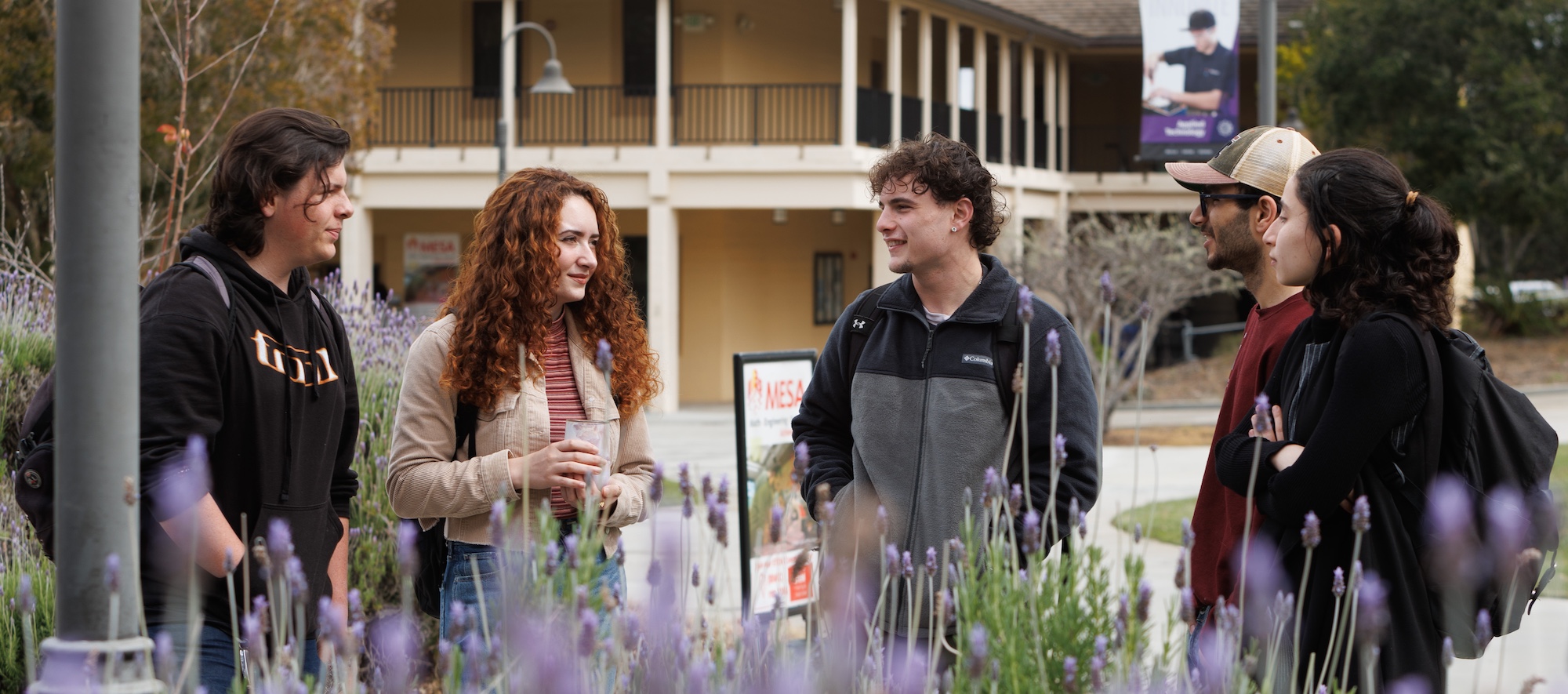 Five Students Talking Outside on MPC Monterey Campus