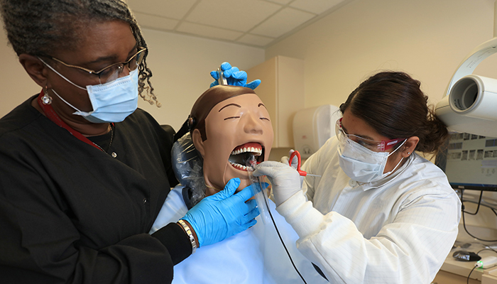 MPC Dental Assisting student develops skills while working with instructor