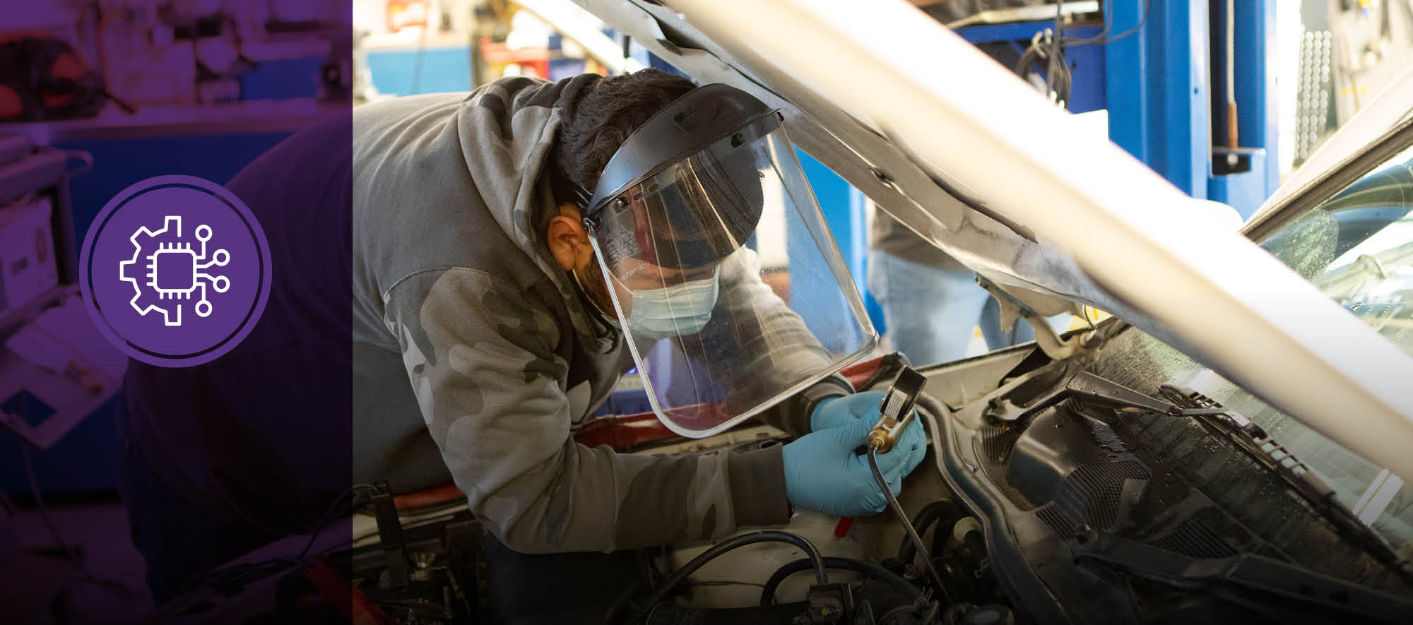 MPC auto tech student gets hands-on experience car during lab time