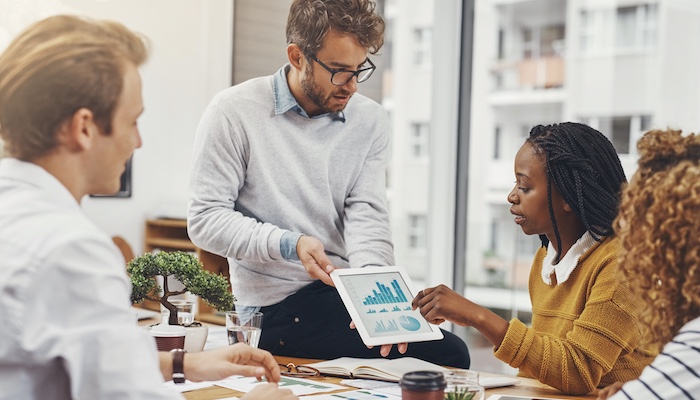 Business professionals in office space