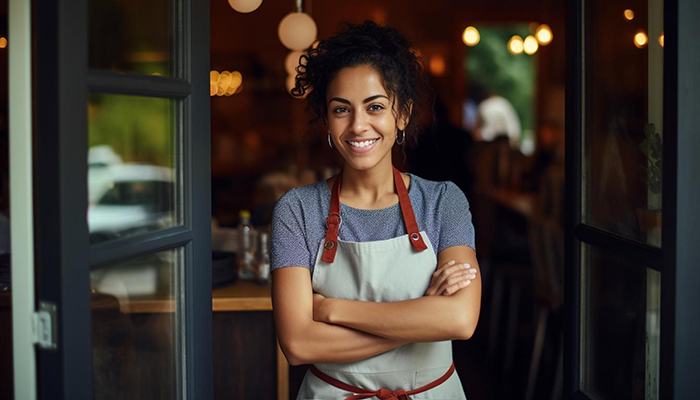 Small business owner is ready for business at her restaurant