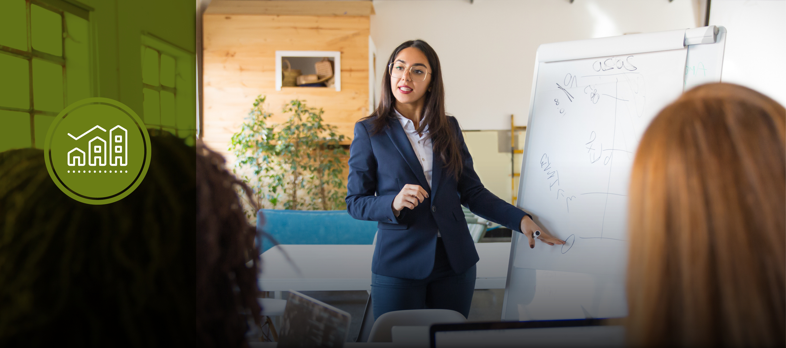 business woman giving presentation