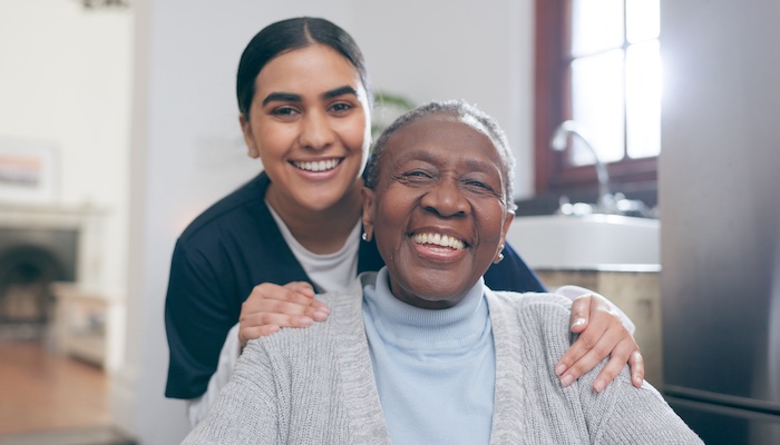 Social Worker Smiling with Patient