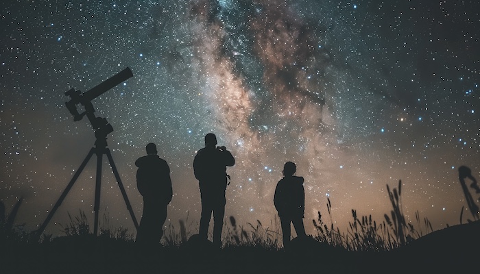 People Viewing Night Sky Together