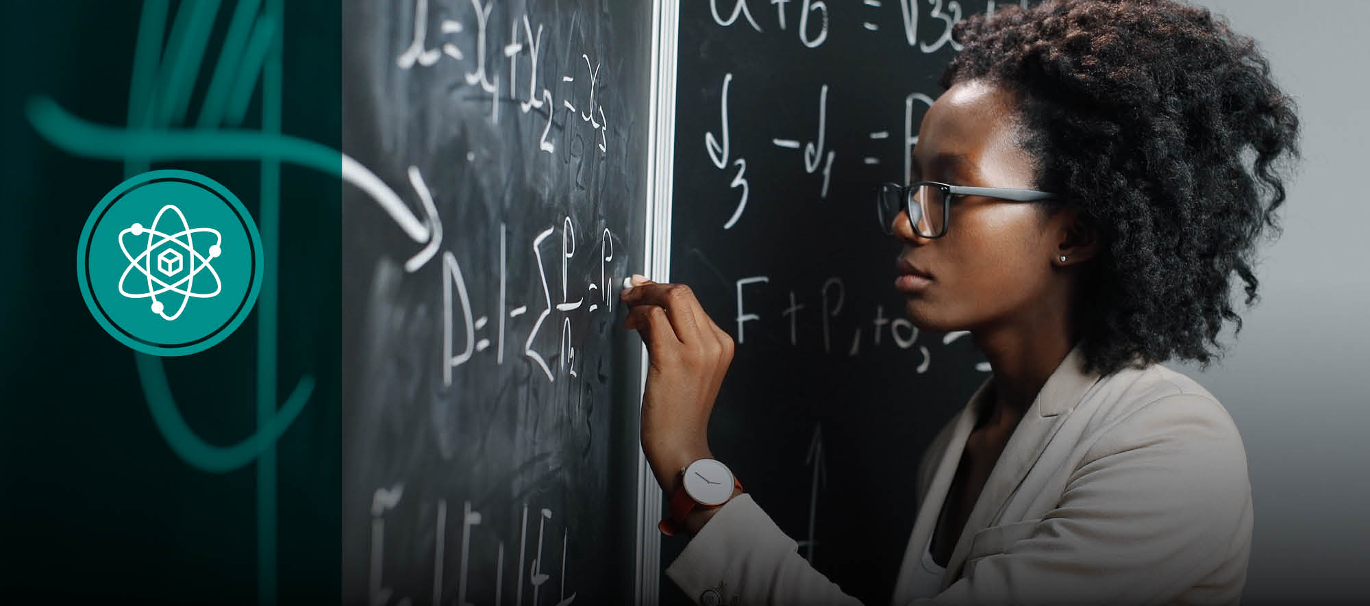 black female mathematician solves complicated equation