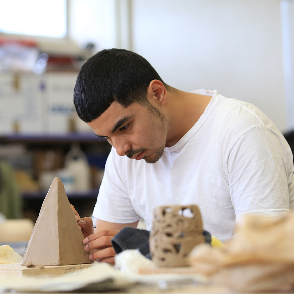 MPC student works on project during hand-building class