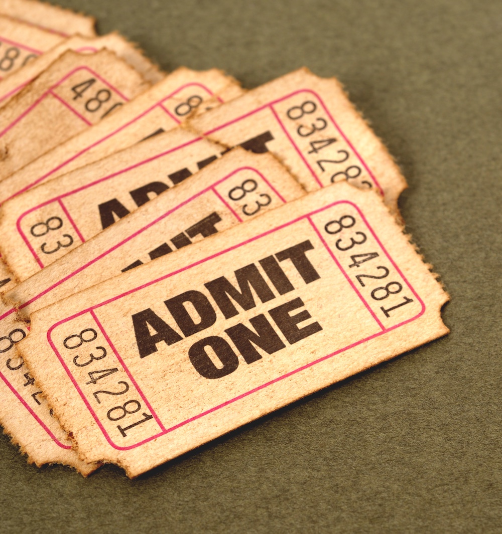 Multiple Admit One Tickets Stacked Together