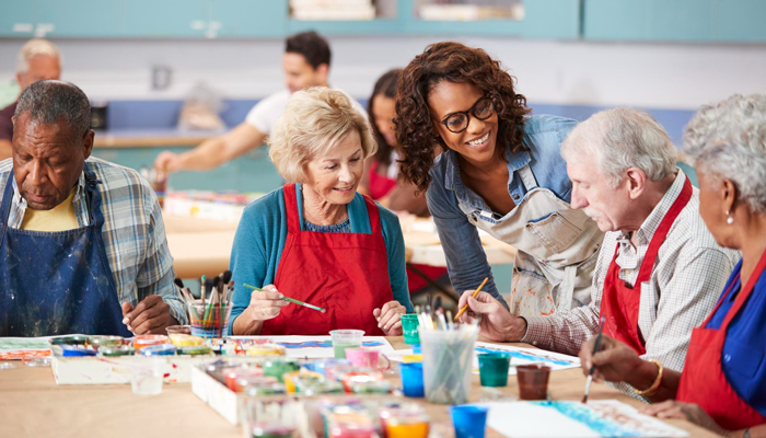 Older Adults Taking an Art Class