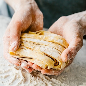 pasta noodles in dough form