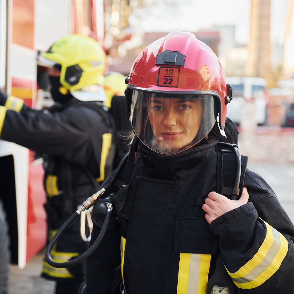 Firefighter in Fire Protection Equipment