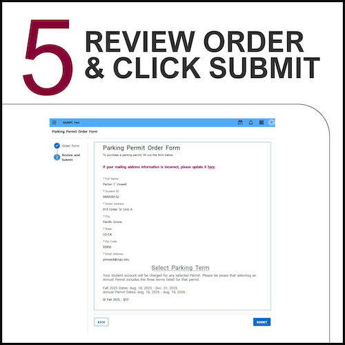 Review Order & Click Submit