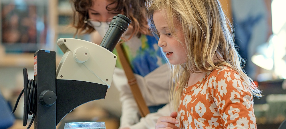 Child Looking at Microscope