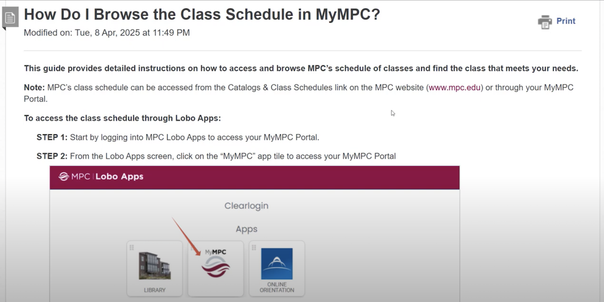Browse Class Schedule Tutorial Thumbnail