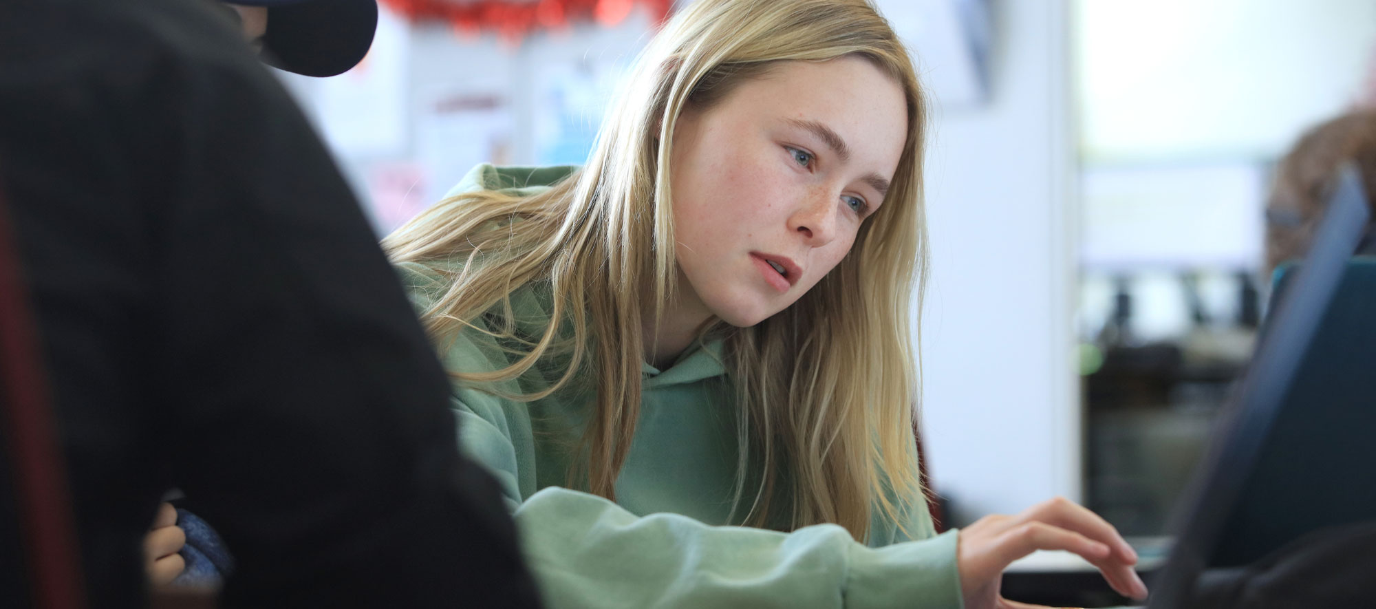 Student working on computer